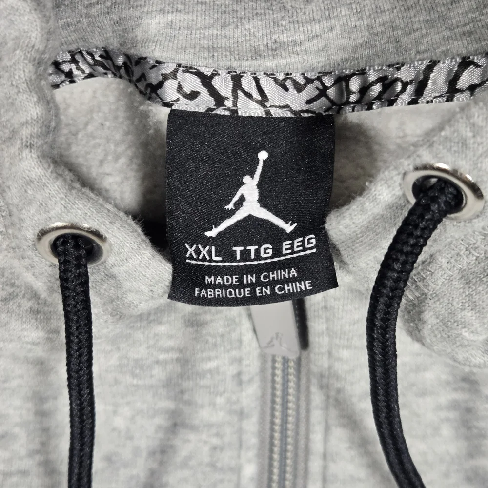 Nike Air Jordan Hoodie Men's Gray Full Zip Fleece Hoodie Embroidered Jumpman XXL